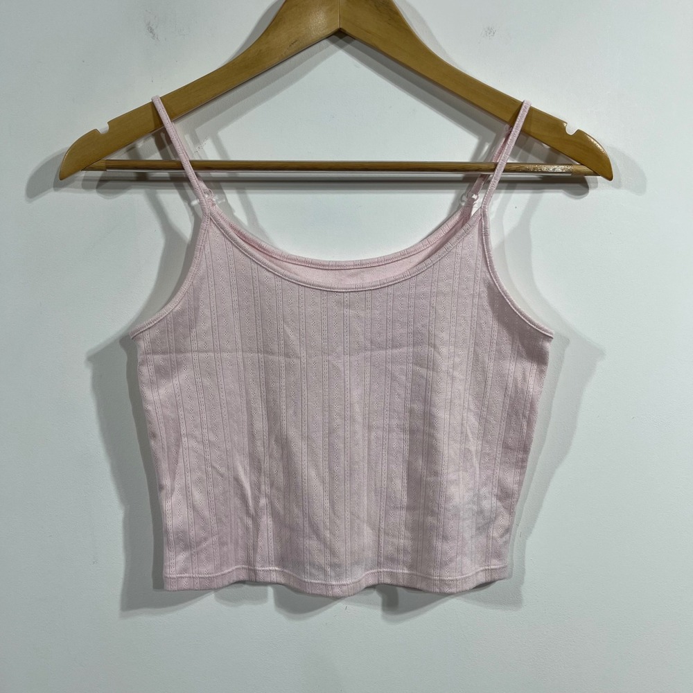American Eagle Dainty Pointelle Crop Cami Top Womens Medium Balletcore Dainty